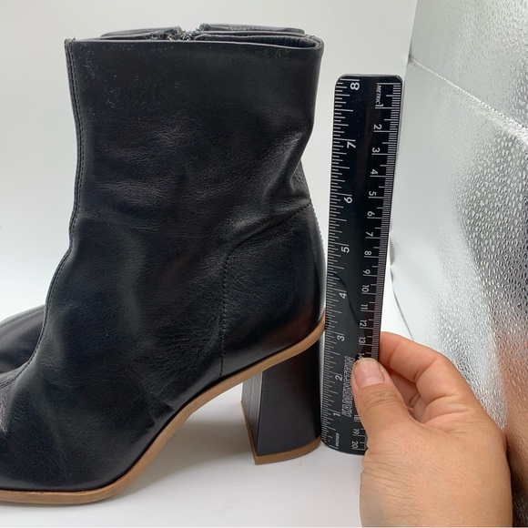 Free People Sienna Ankle Boot black leather heel square toe size 37 6-6.5 1516 - Picture 2 of 10